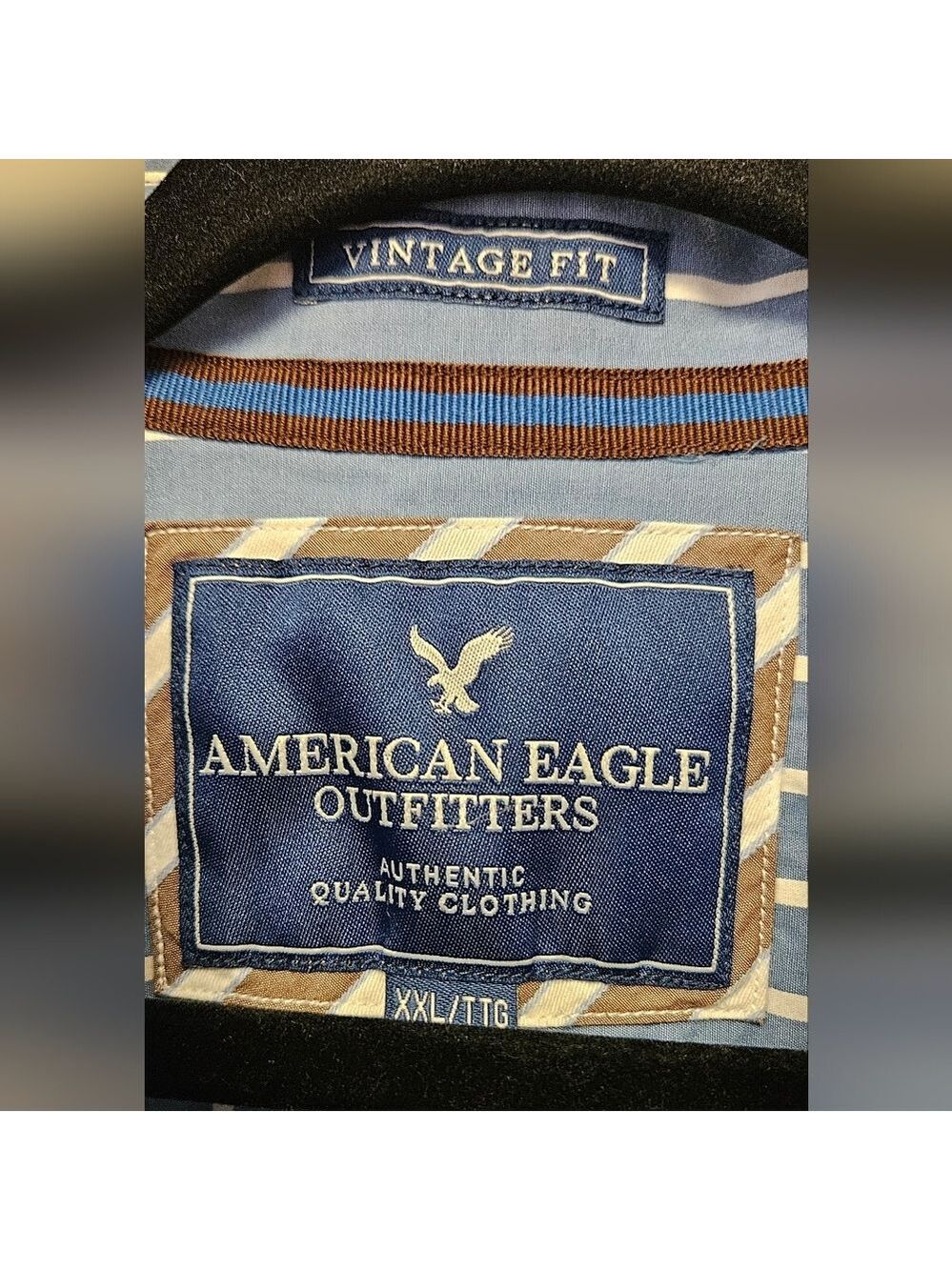 American Eagle Outfitters Men's Striped Blue Shirt 2XL - Picture 2 of 8